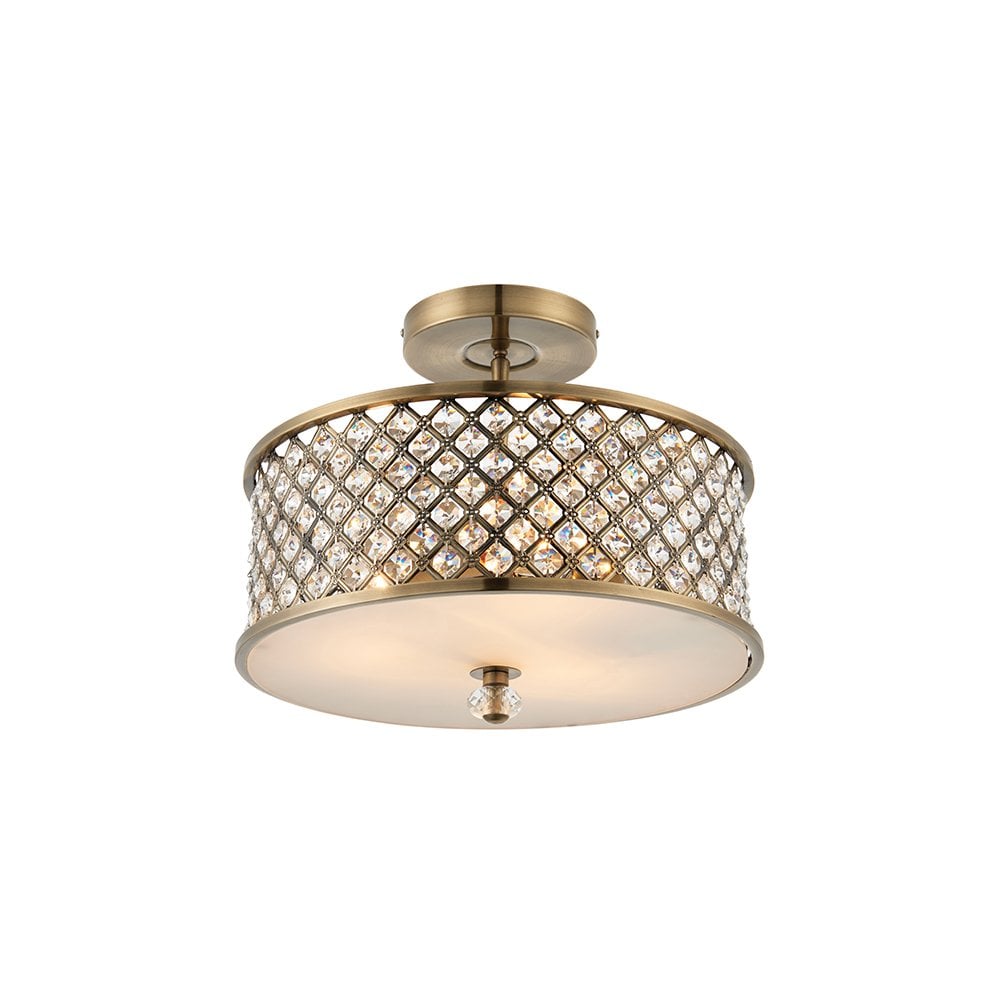 Hudson 3 Light Semi-Flush in Antique Brass
