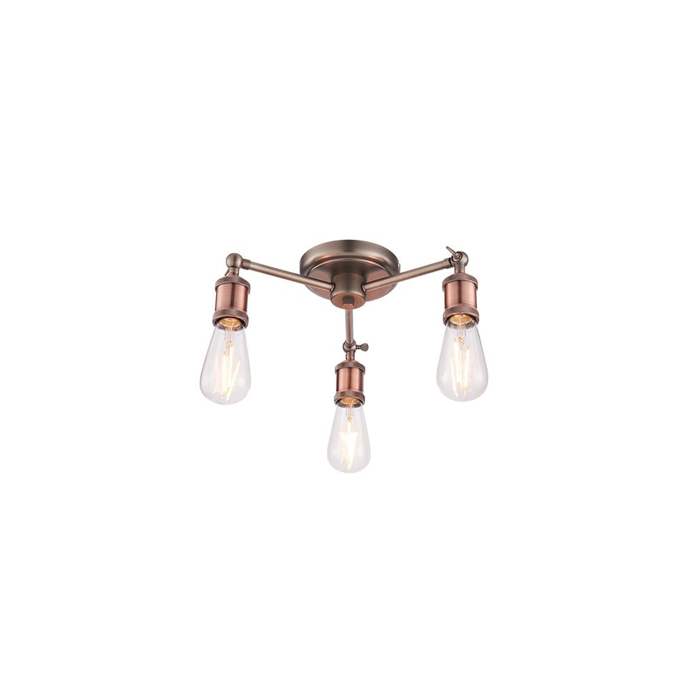 Hal 3 Light Semi Flush in Copper Finish