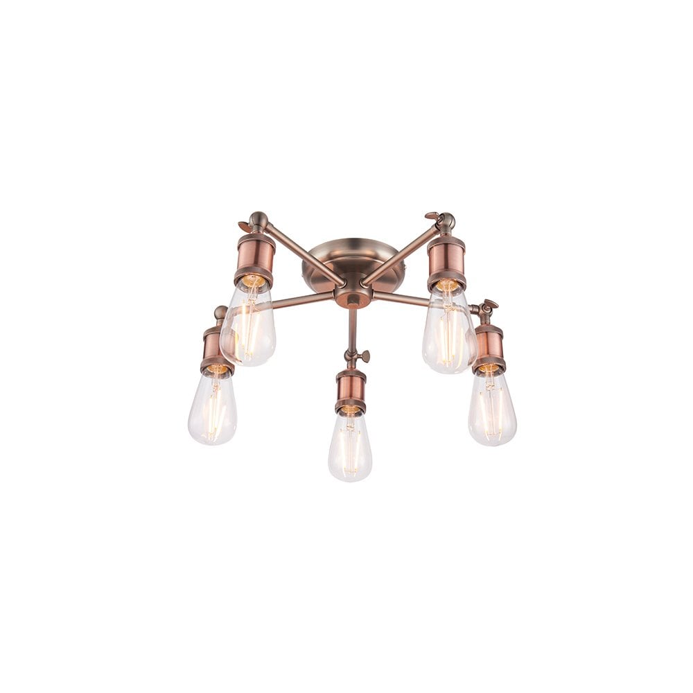 Hal 5 Light Semi Flush in Copper Finish