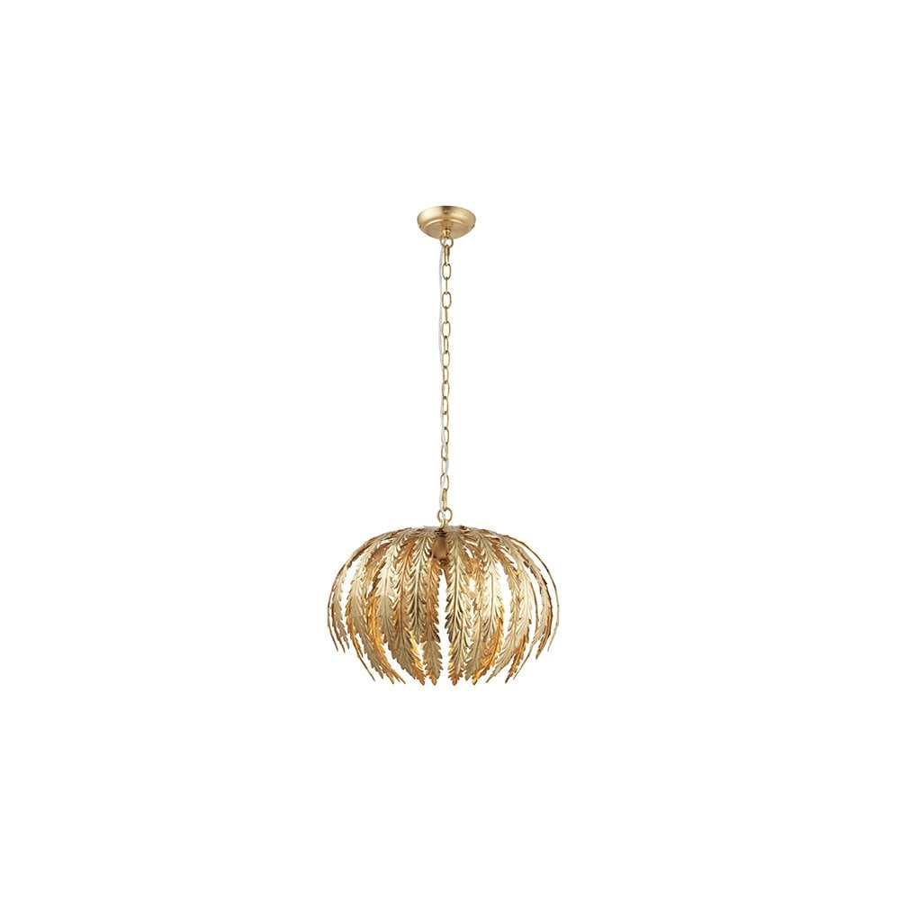 Delphine Large 3 Light with Leaf Detail in Gold