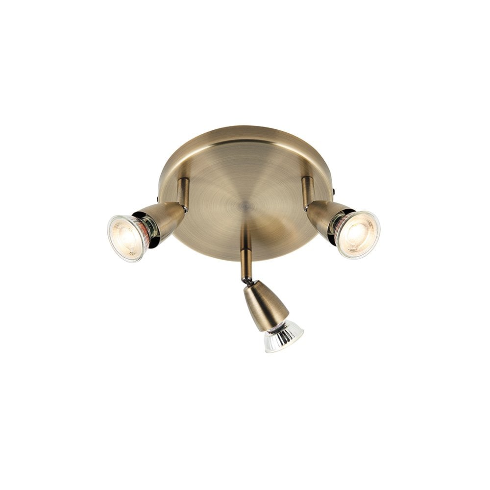 Amalfi 3 Light Round Spotlight Plate in Antique Brass