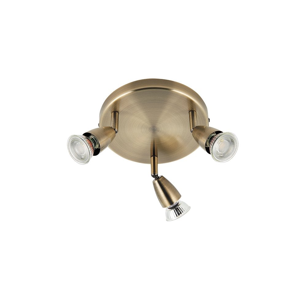 Amalfi 3 Light Round Spotlight Plate in Antique Brass