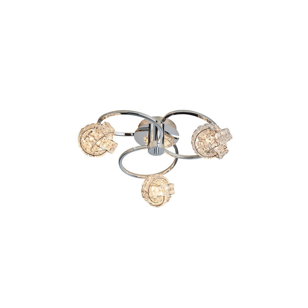 Talia 3 Light Semi Flush with Clear Crystal Glass