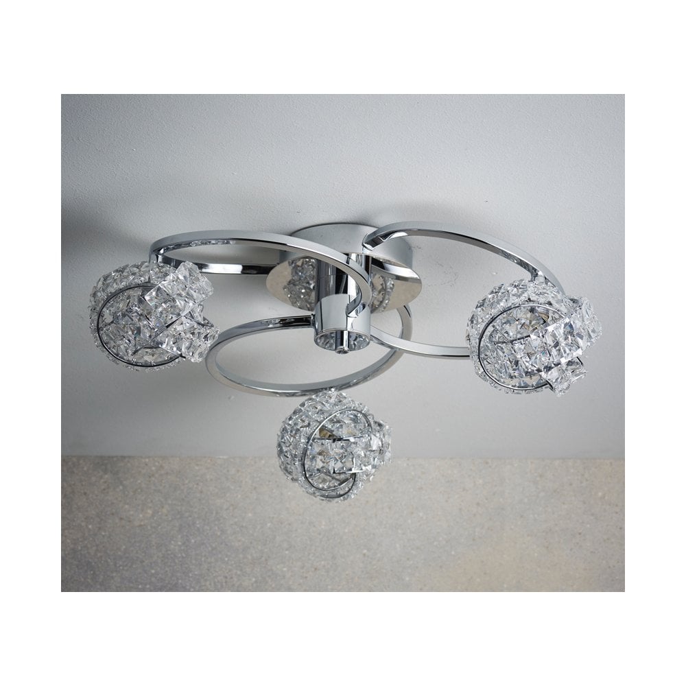 Talia 3 Light Semi Flush with Clear Crystal Glass