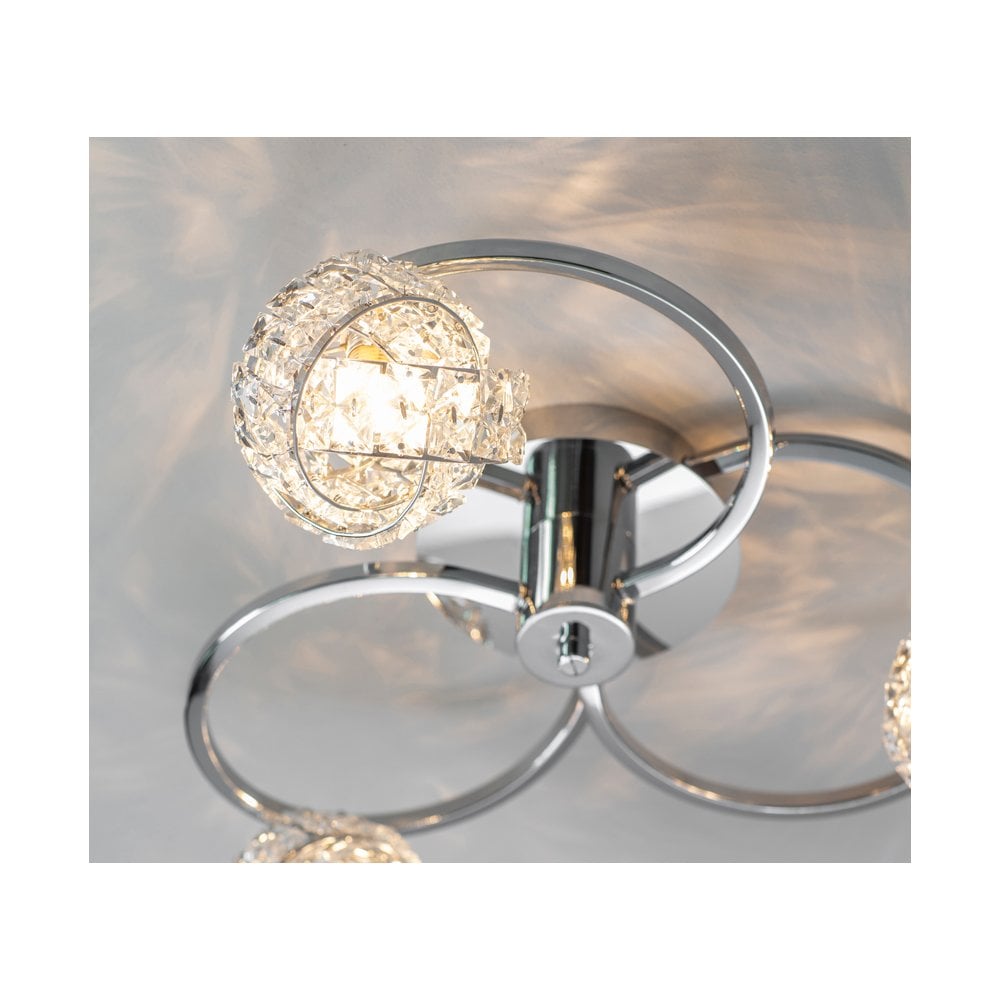Talia 3 Light Semi Flush with Clear Crystal Glass