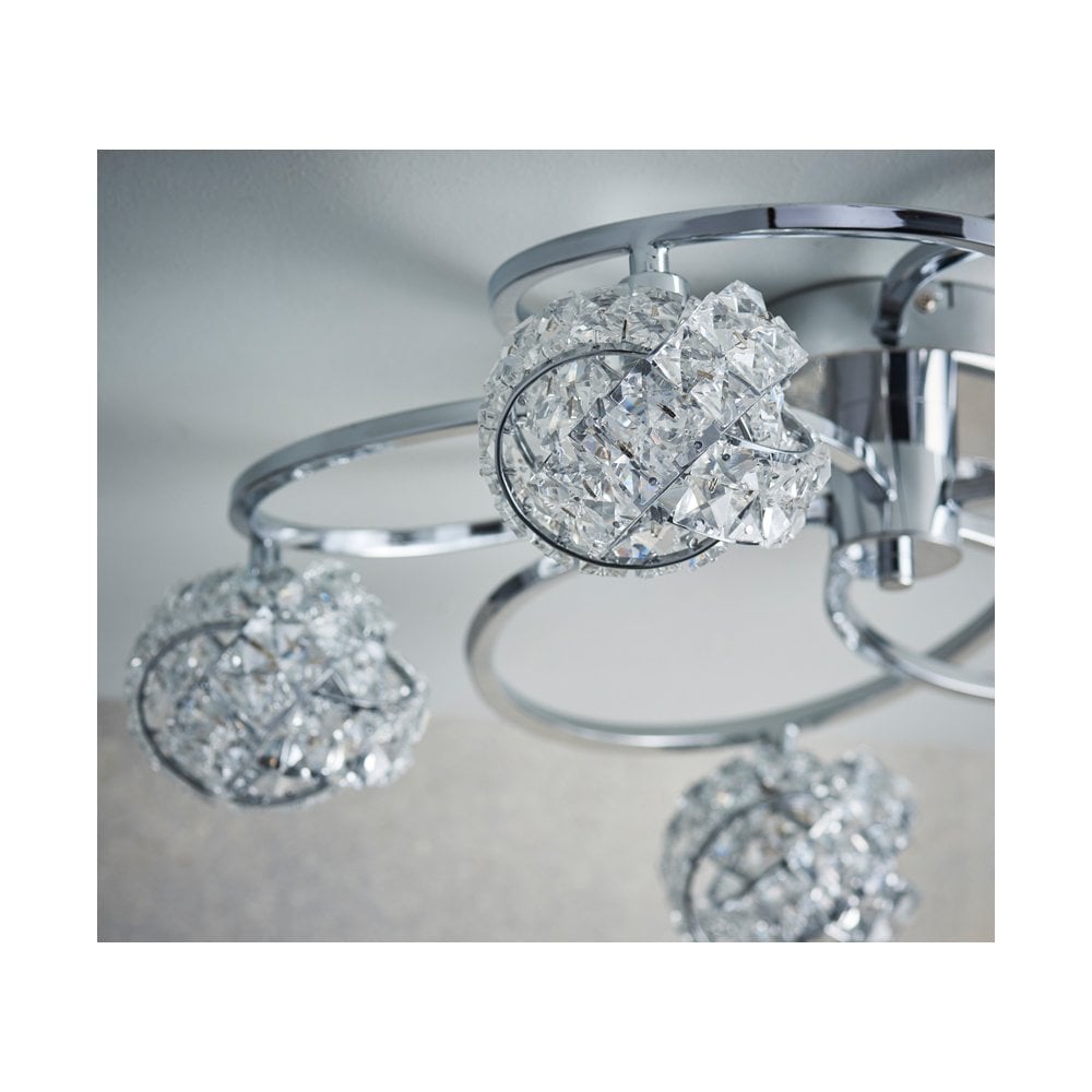 Talia 5 Light Semi Flush with Clear Crystal Glass