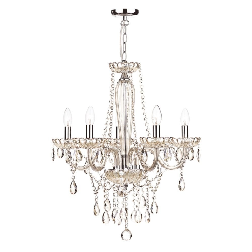 Raphael 5 Light Chandelier in Champagne Crystal