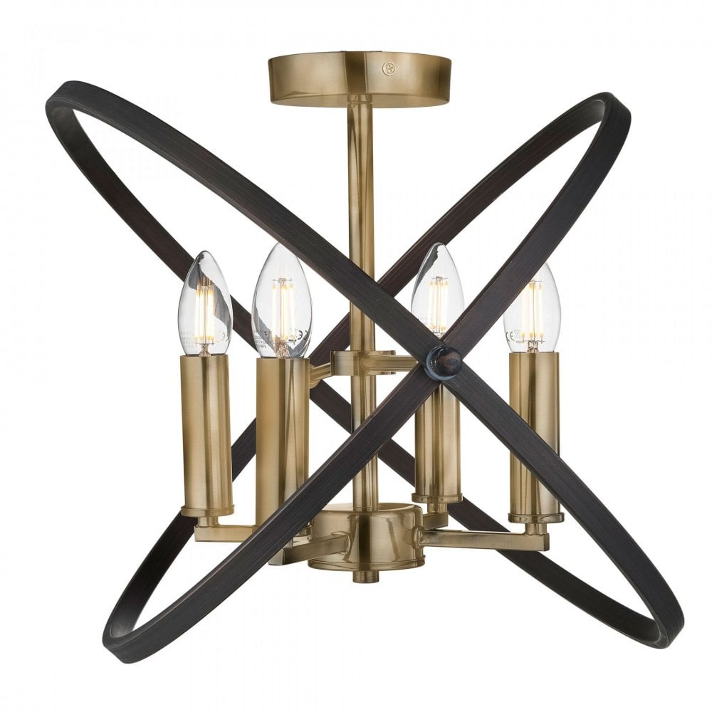 Hoopla 4 Light Semi Flush Bronze