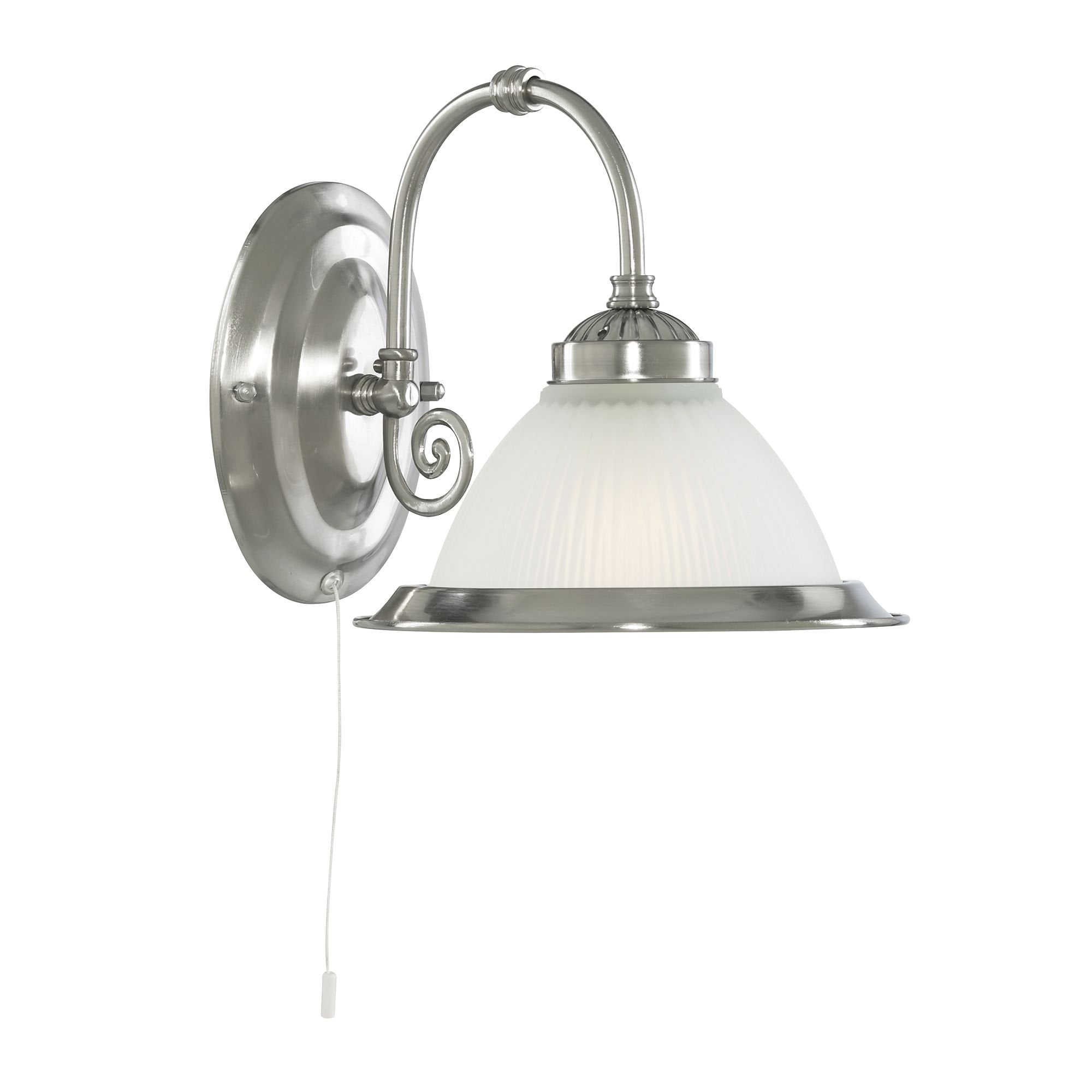American Diner 1 Light Wall Bracket Satin Silver Acid Glass
