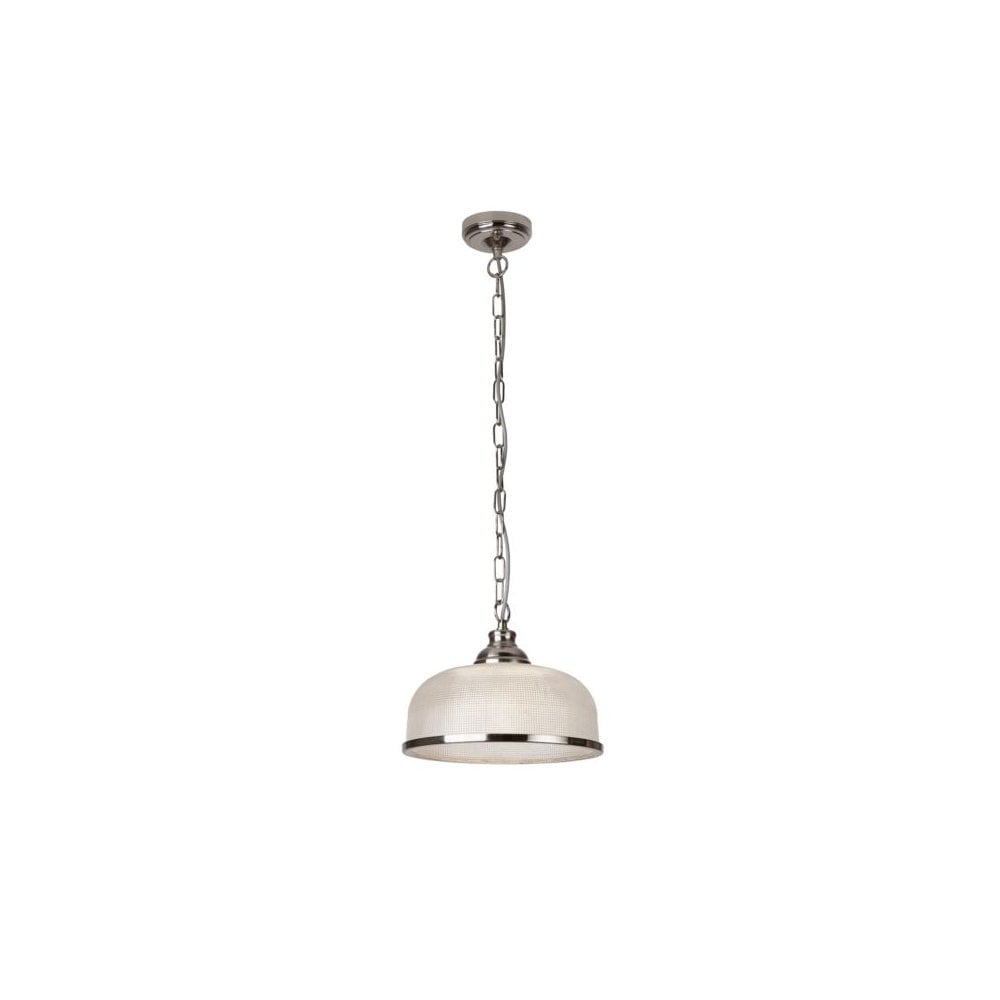 Bistro II 1 Light Pendant Satin Silver With Halophane Glass