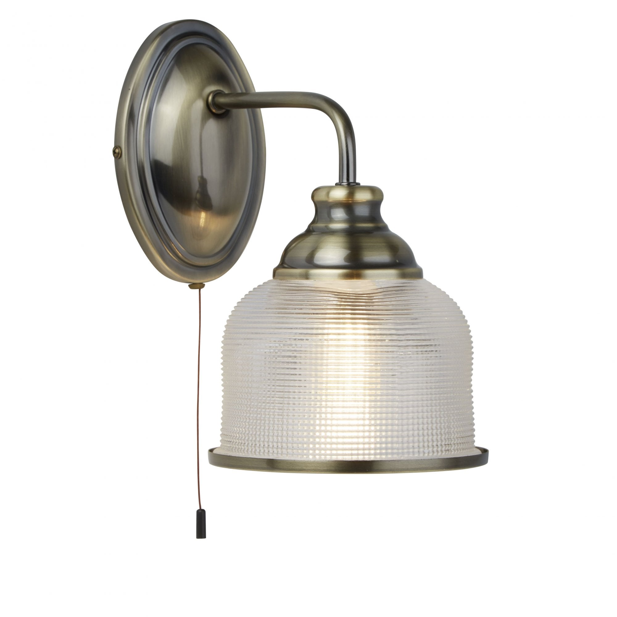 Bistro II 1 Light Wall Bracket Antique Brass With Halophane Glass