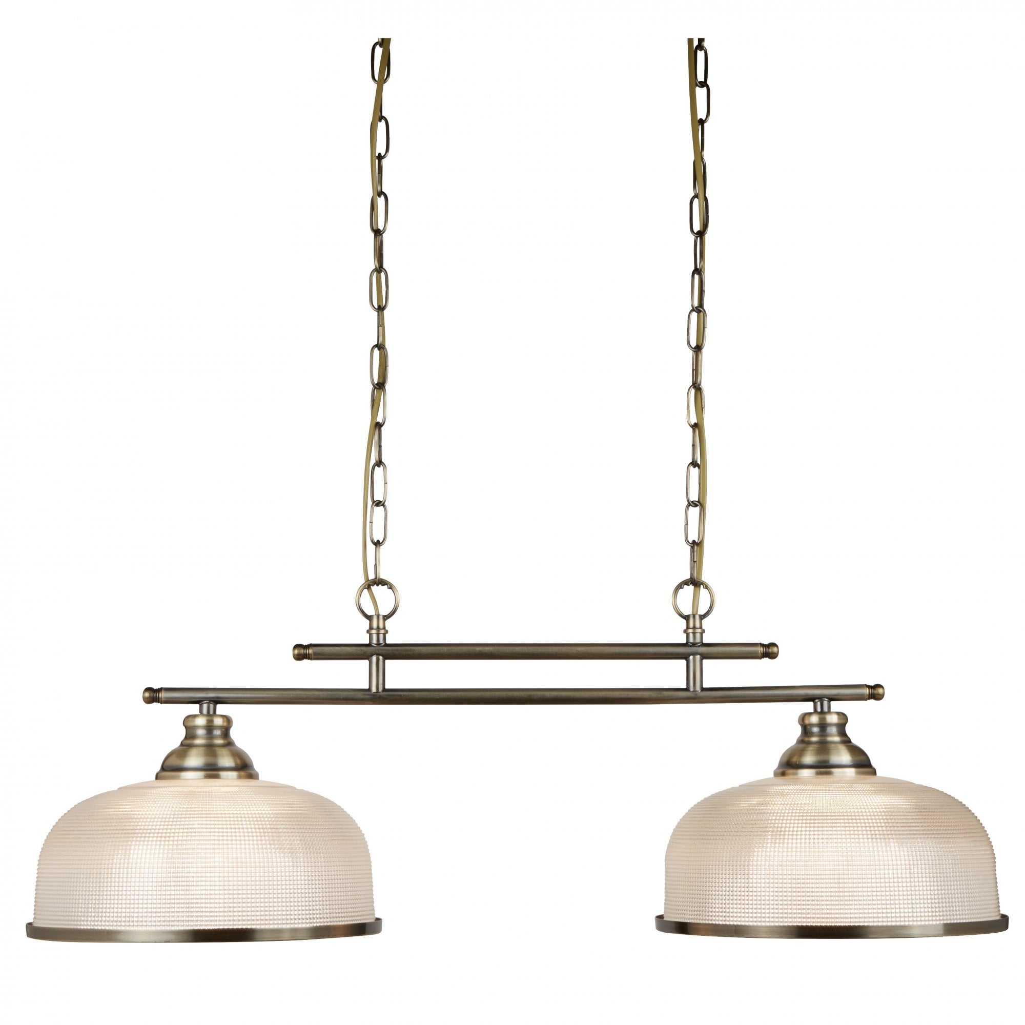Bistro II 2 Light Ceiling Bar Antique Brass With Halophane Glass