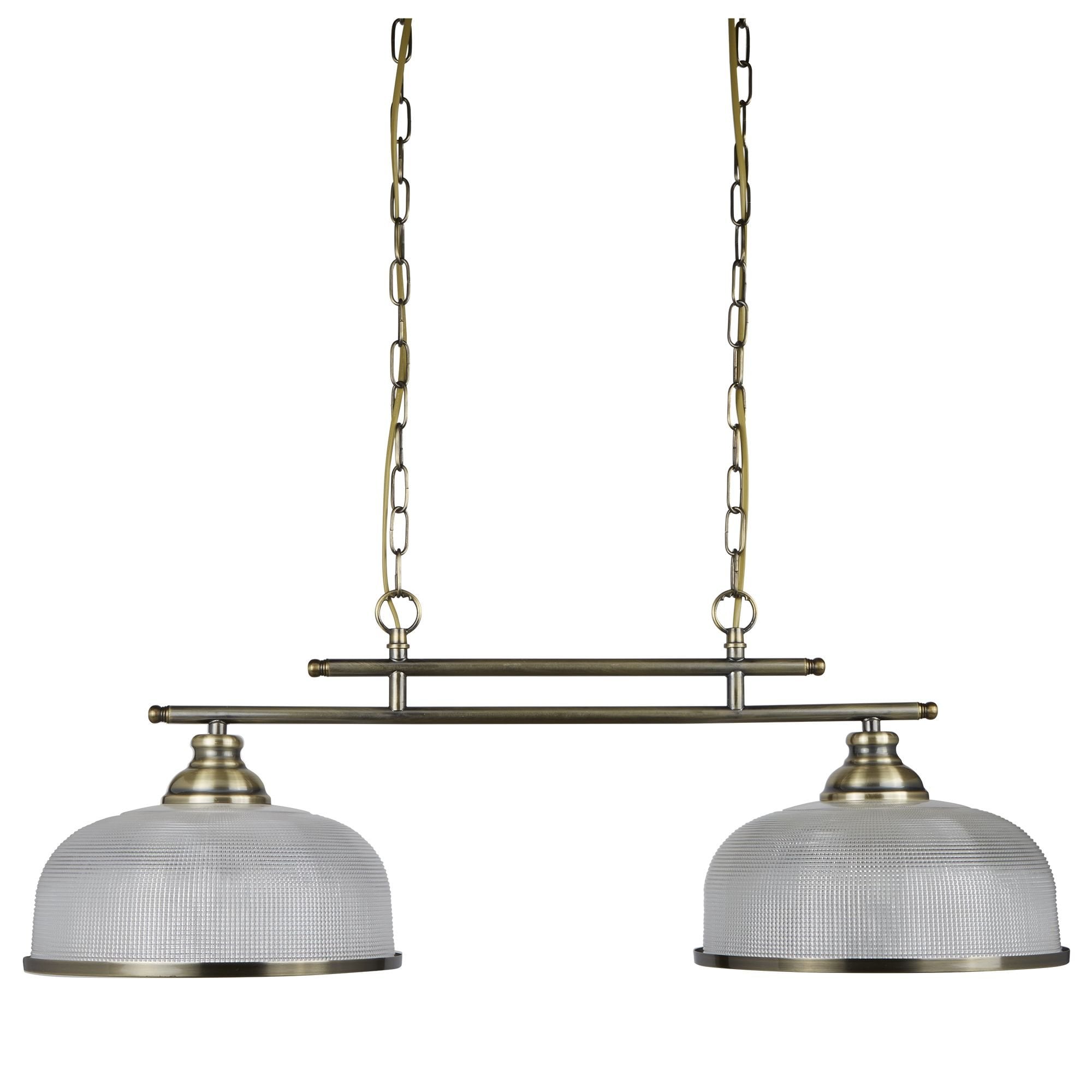 Bistro II 2 Light Ceiling Bar Antique Brass With Halophane Glass