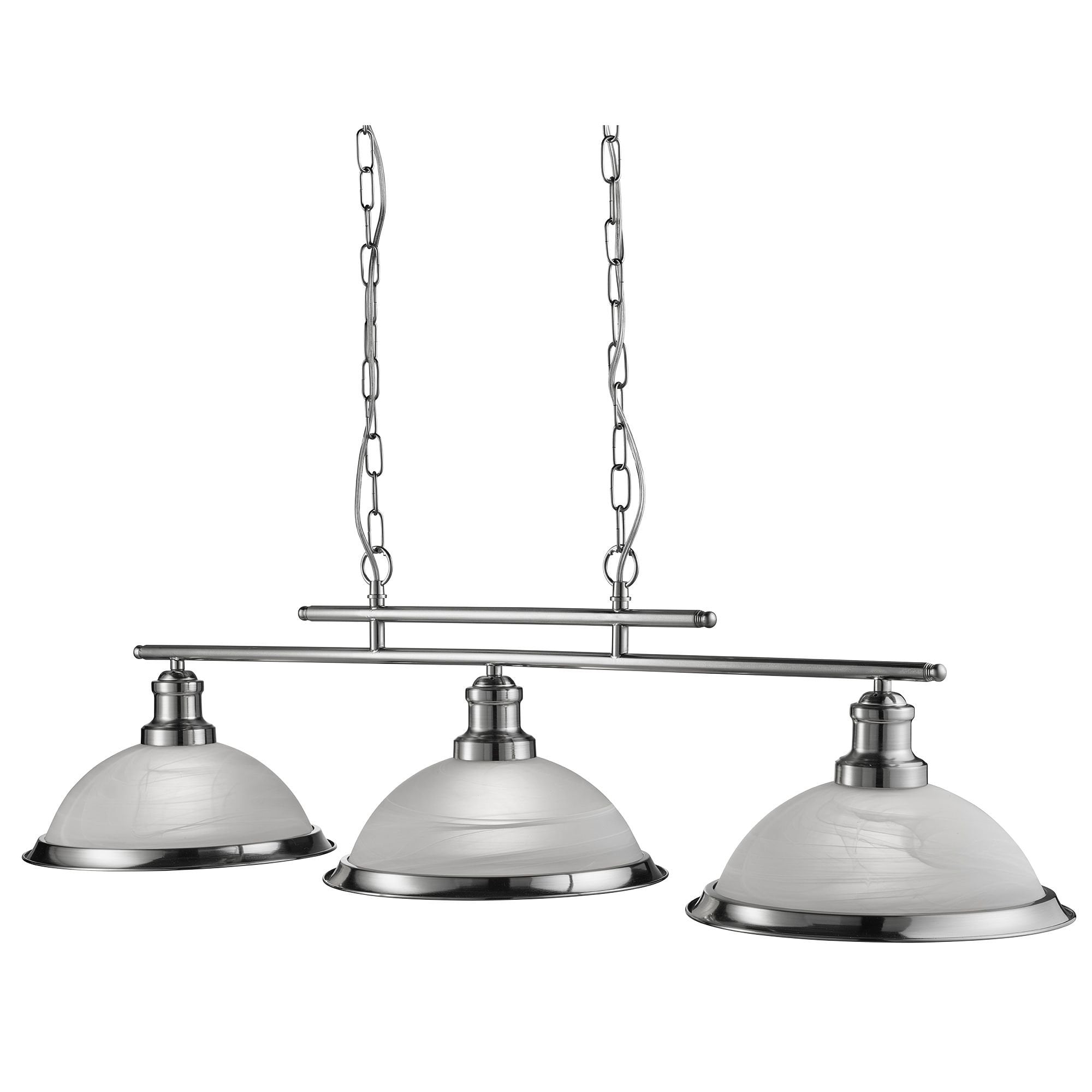 Bistro 3 Light Ceiling Bar Satin Silver and Marble Glass