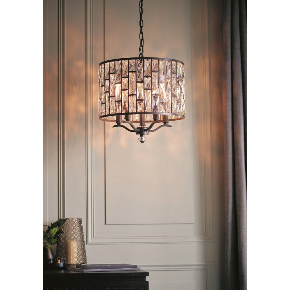 Belle 5 Light Pendant Dark Bronze Finish