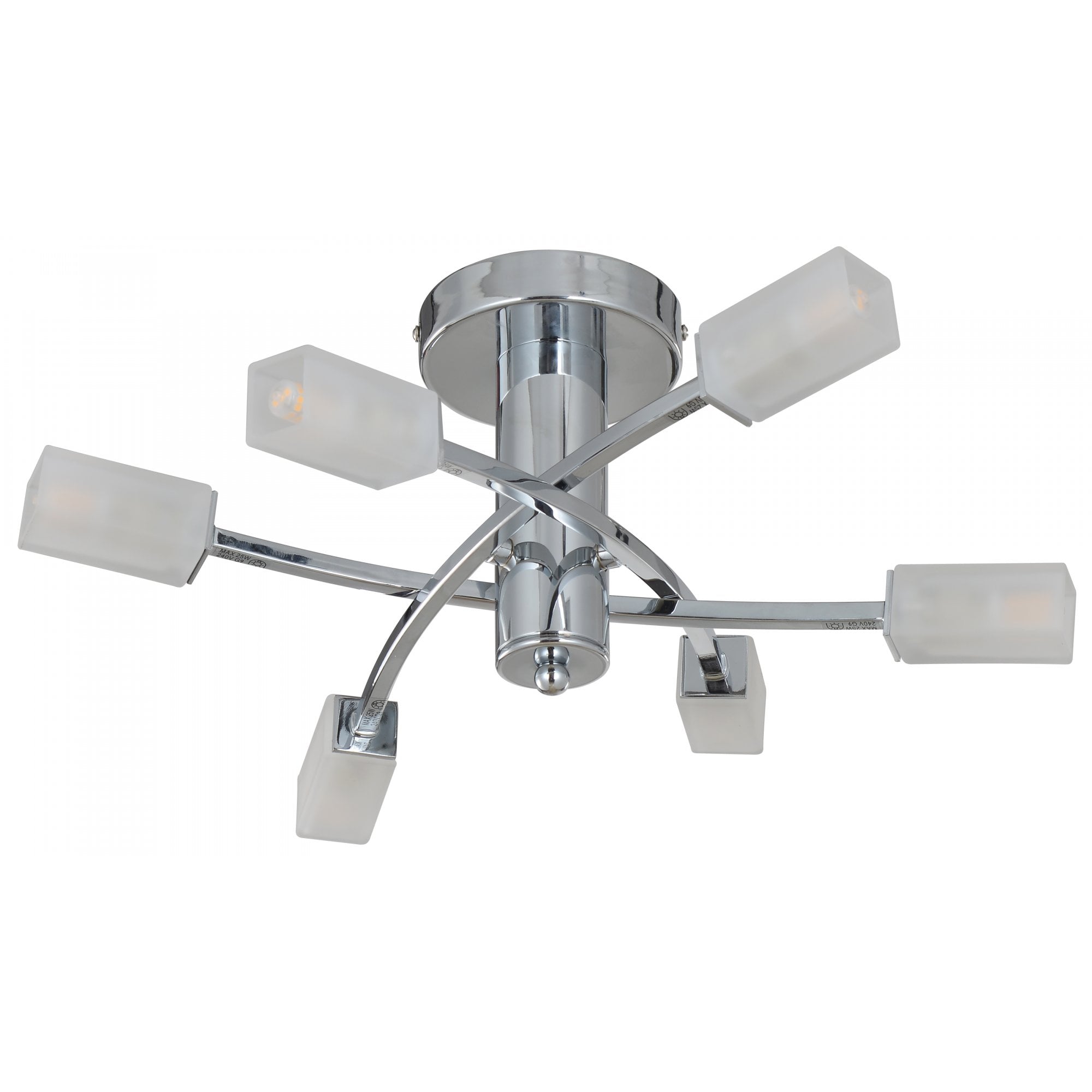 Topaz 6 Light Polished Chrome With Square Glass