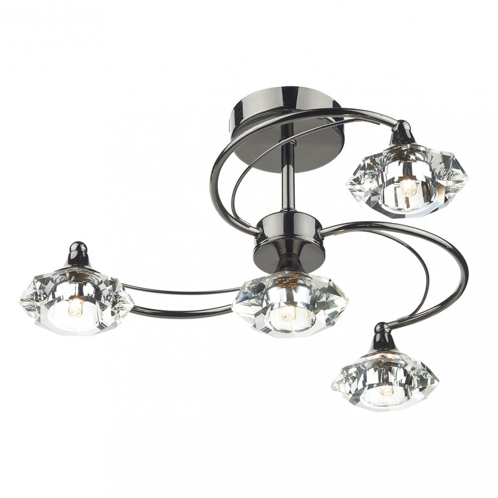 Luther 4 Light Black Chrome Semi Flush Fitting