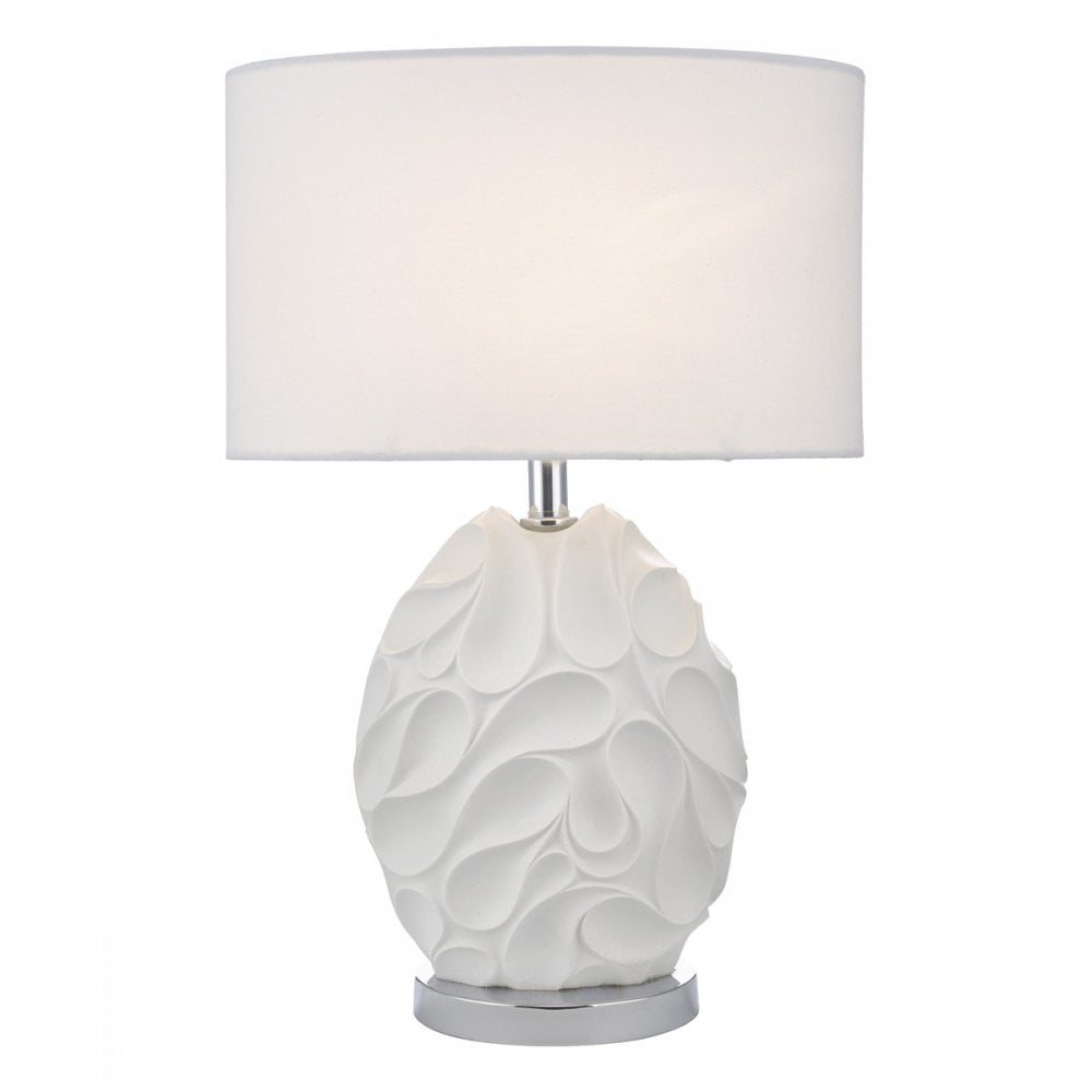 Zachary Oval Shaped Table Lamp in White Finish C/W Shade