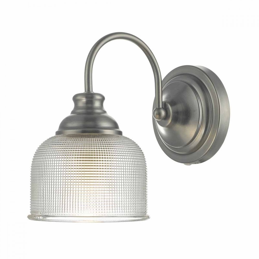 Tack Wall Light in Antique Chrome & Glass Finish
