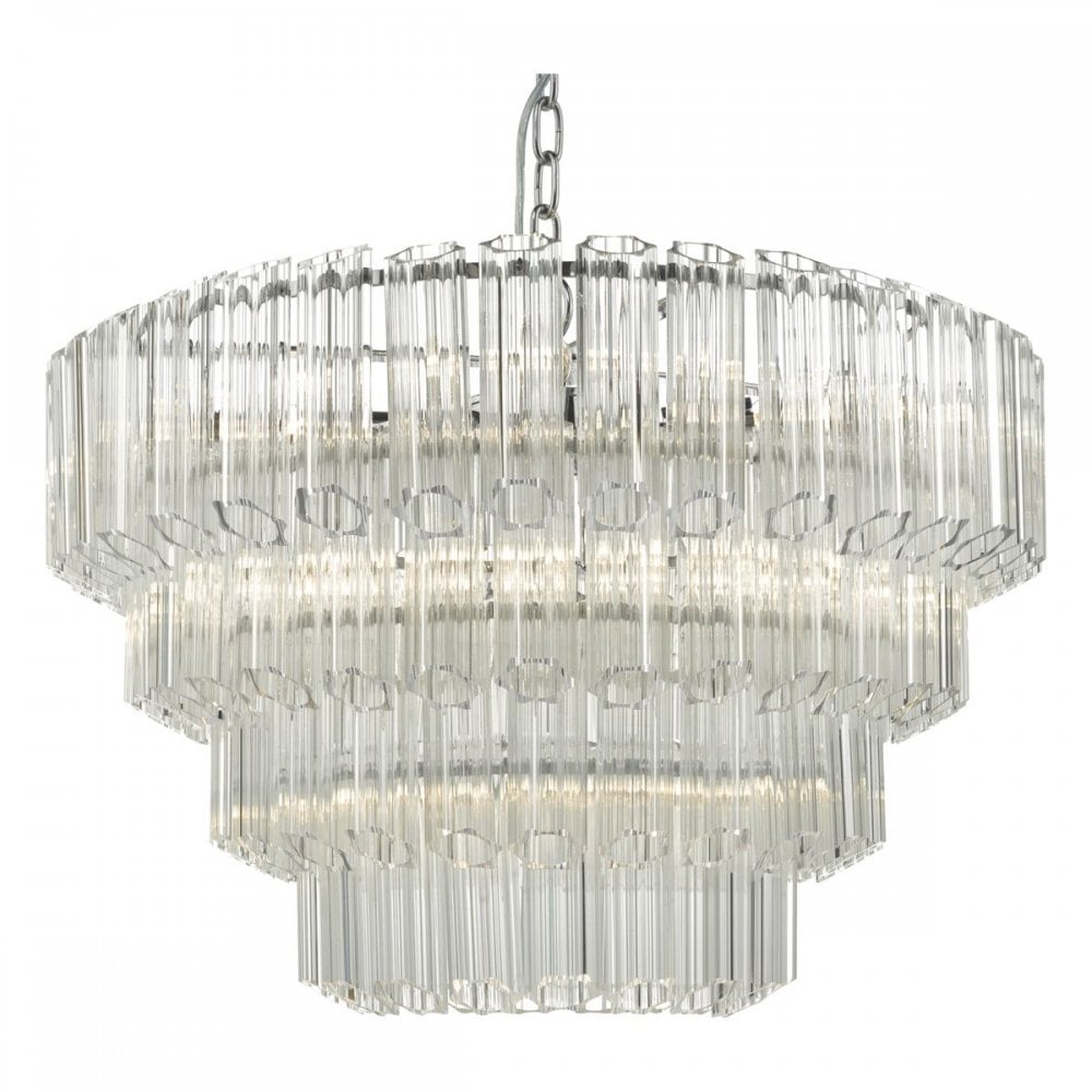 Tuvalu 9 Light Chandelier in Glass & Polished Chrome