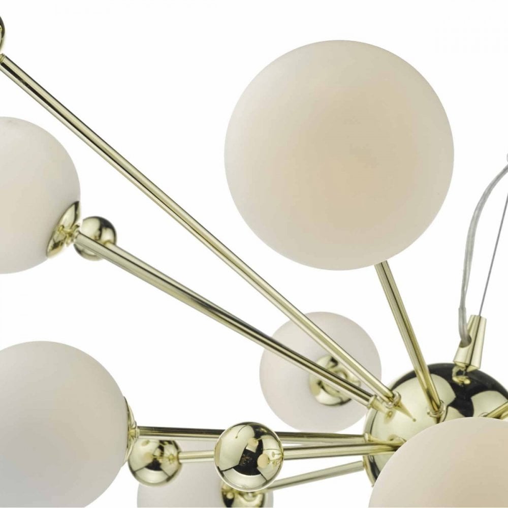 Ursa 10 Light Pendant in Gold with Opal Glass