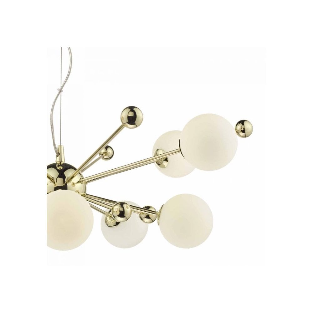 Ursa 10 Light Pendant in Gold with Opal Glass