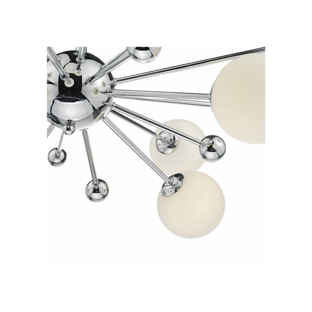 Ursa 10 Light Pendant in Polished Chrome with Opal Glass