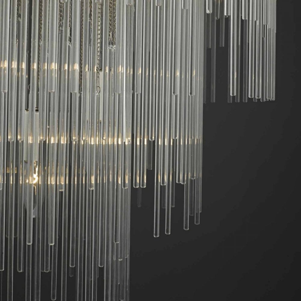 Isla 7 Light Pendant Polished Chrome & Clear Glass Rods