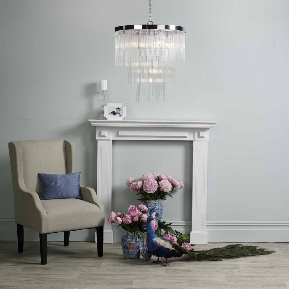 Isla 7 Light Pendant Polished Chrome & Clear Glass Rods