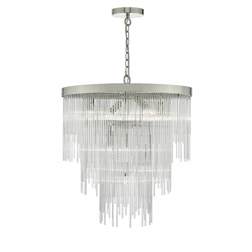 Isla 7 Light Pendant Polished Chrome & Clear Glass Rods