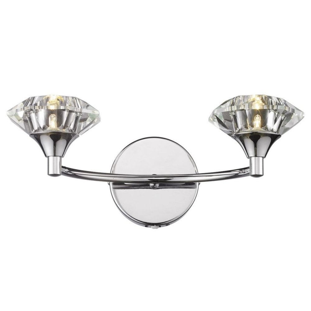 Luther Double Wall Bracket complete with Crystal Glass Polished Chrome