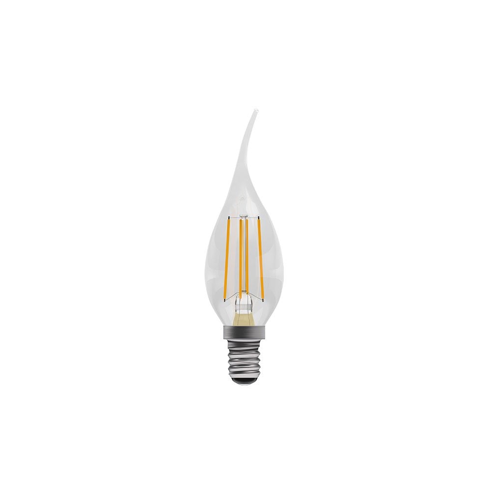 4W LED Filament Bent Tip Candle - SES, Clear, 2700K