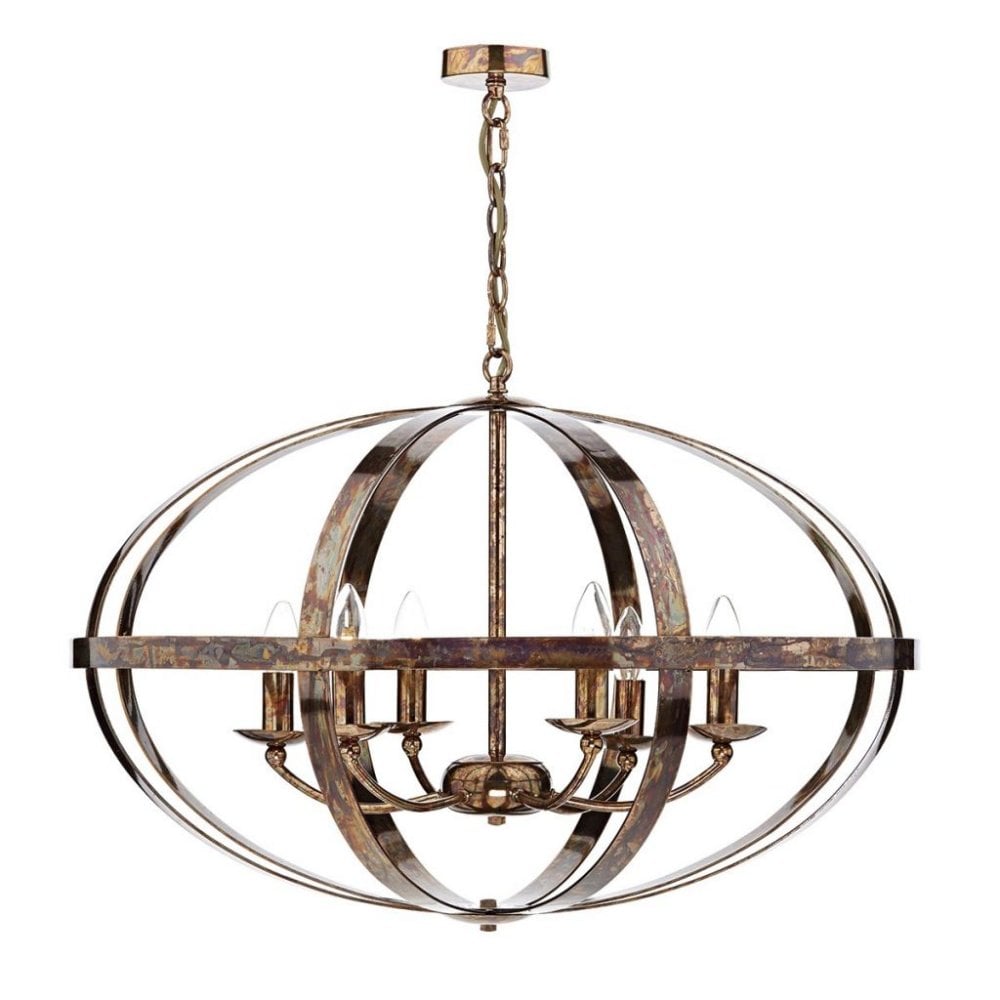 Smybol 6 Light Pendant in Petrol Copper Finish