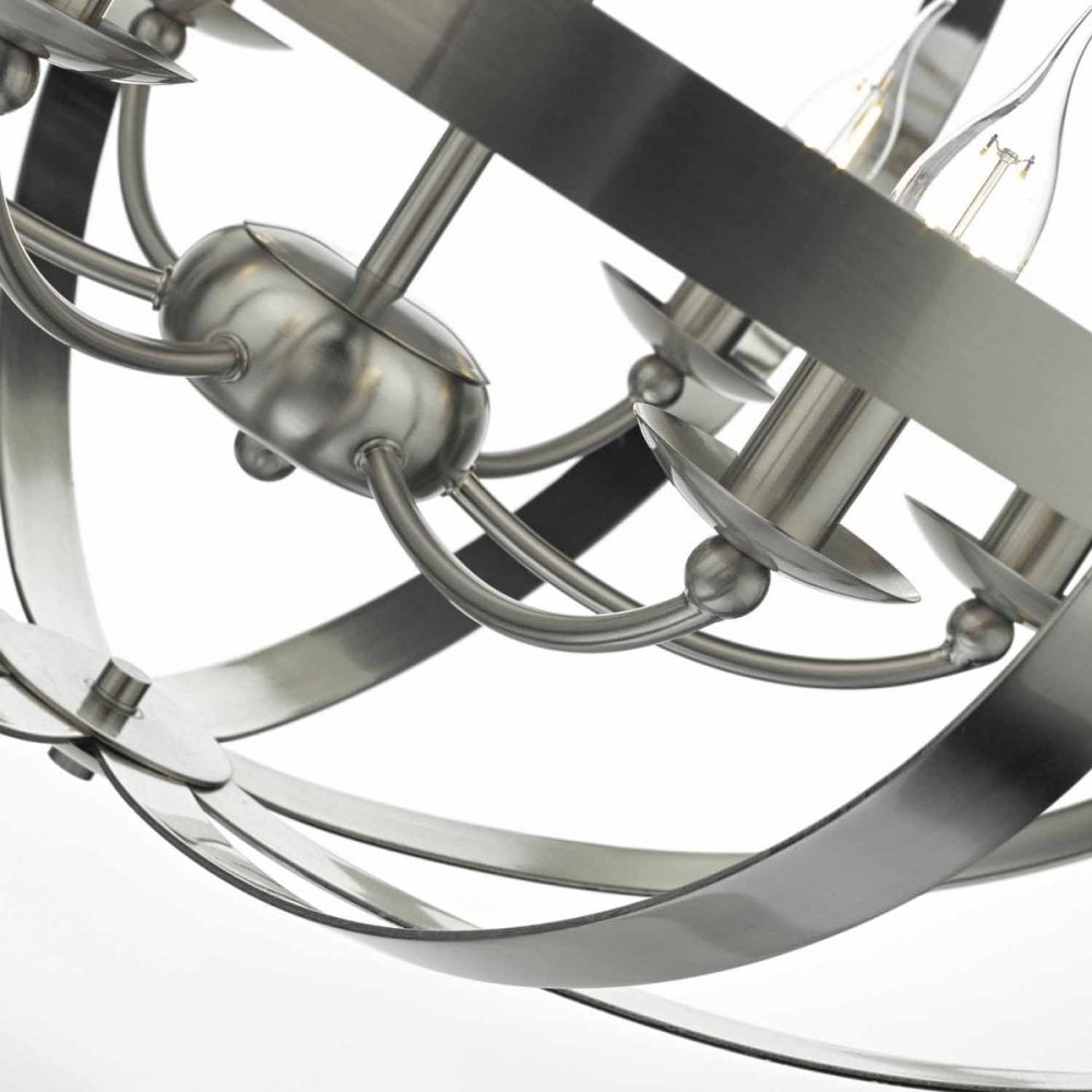 Smybol 6 Light Pendant in Satin Chrome Finish
