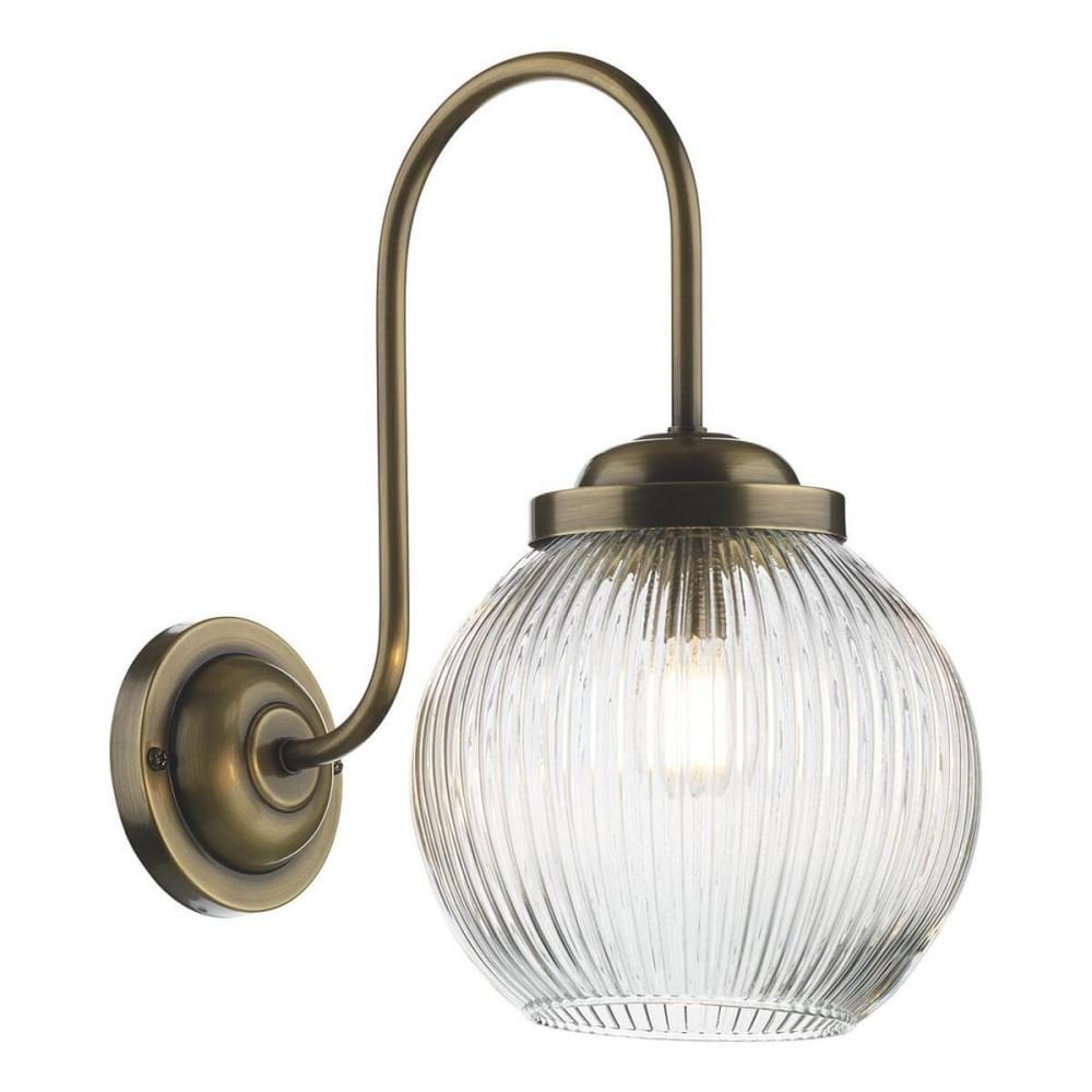 Henley Wall Light Bowl Shaped Reeded Glass Antique Brass