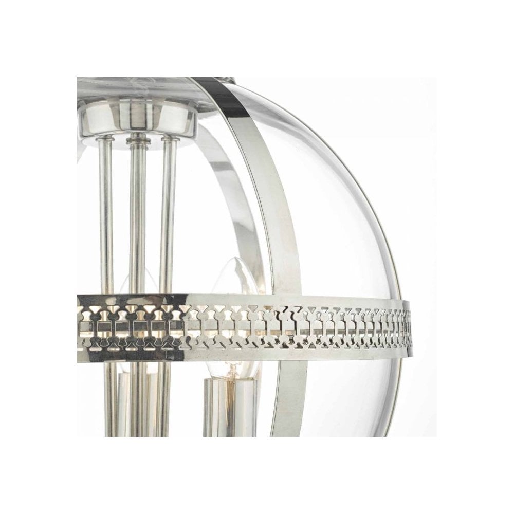 Vanessa 3 Light Pendant in Polished Nickel & Glass