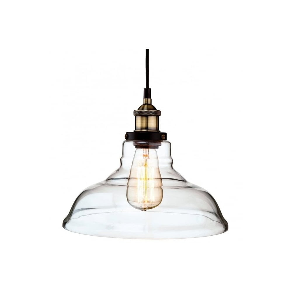 Empire Pendant in Antique Brass & Glass