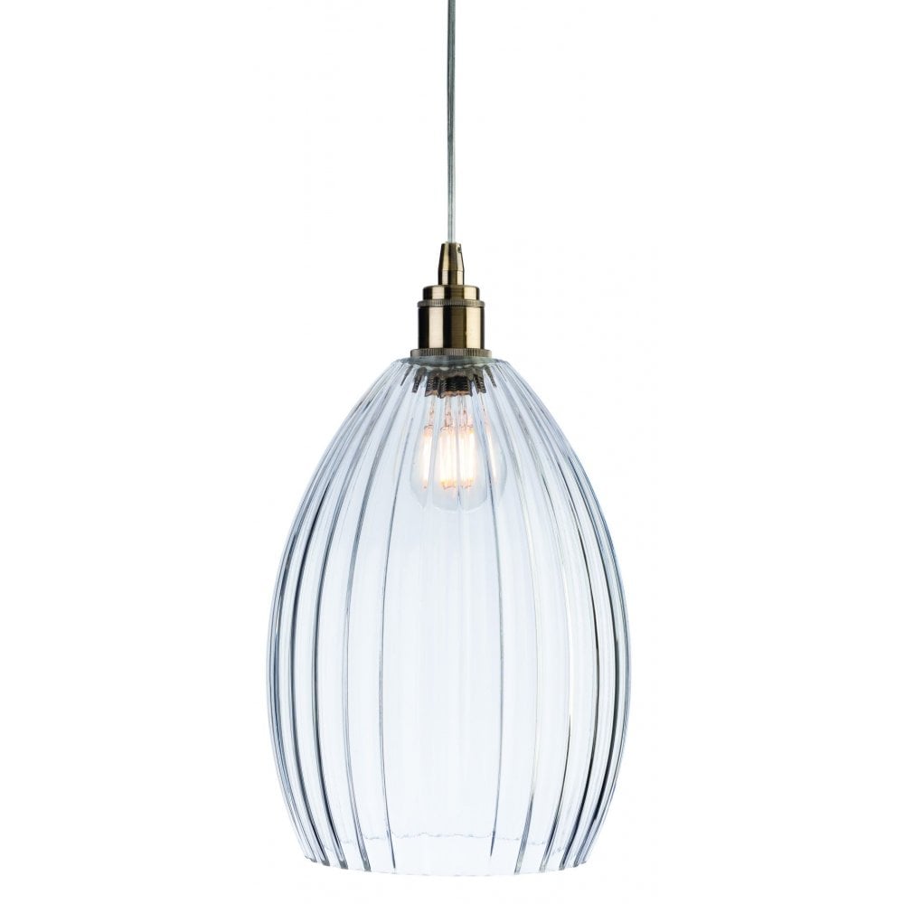 Victory Glass Pendant with Antique Brass & Glass