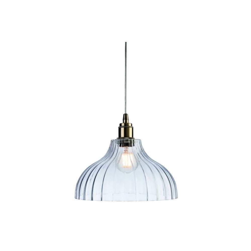 Victory Glass Pendant with Antique Brass & Glass