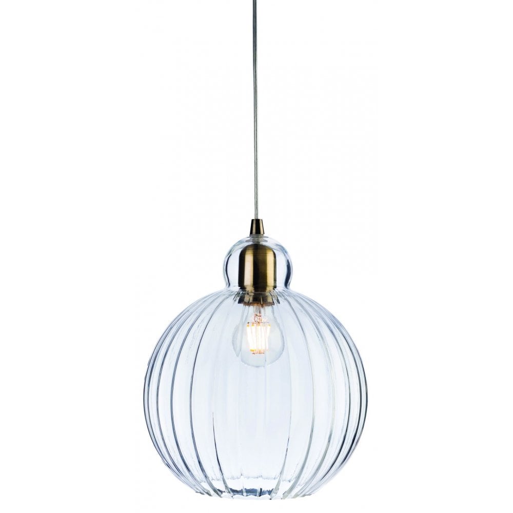 Victory Glass Pendant with Antique Brass & Glass
