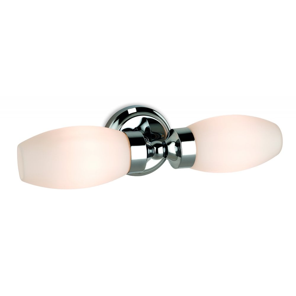 Reef Double Wall Light in Chrome with Opal Glass