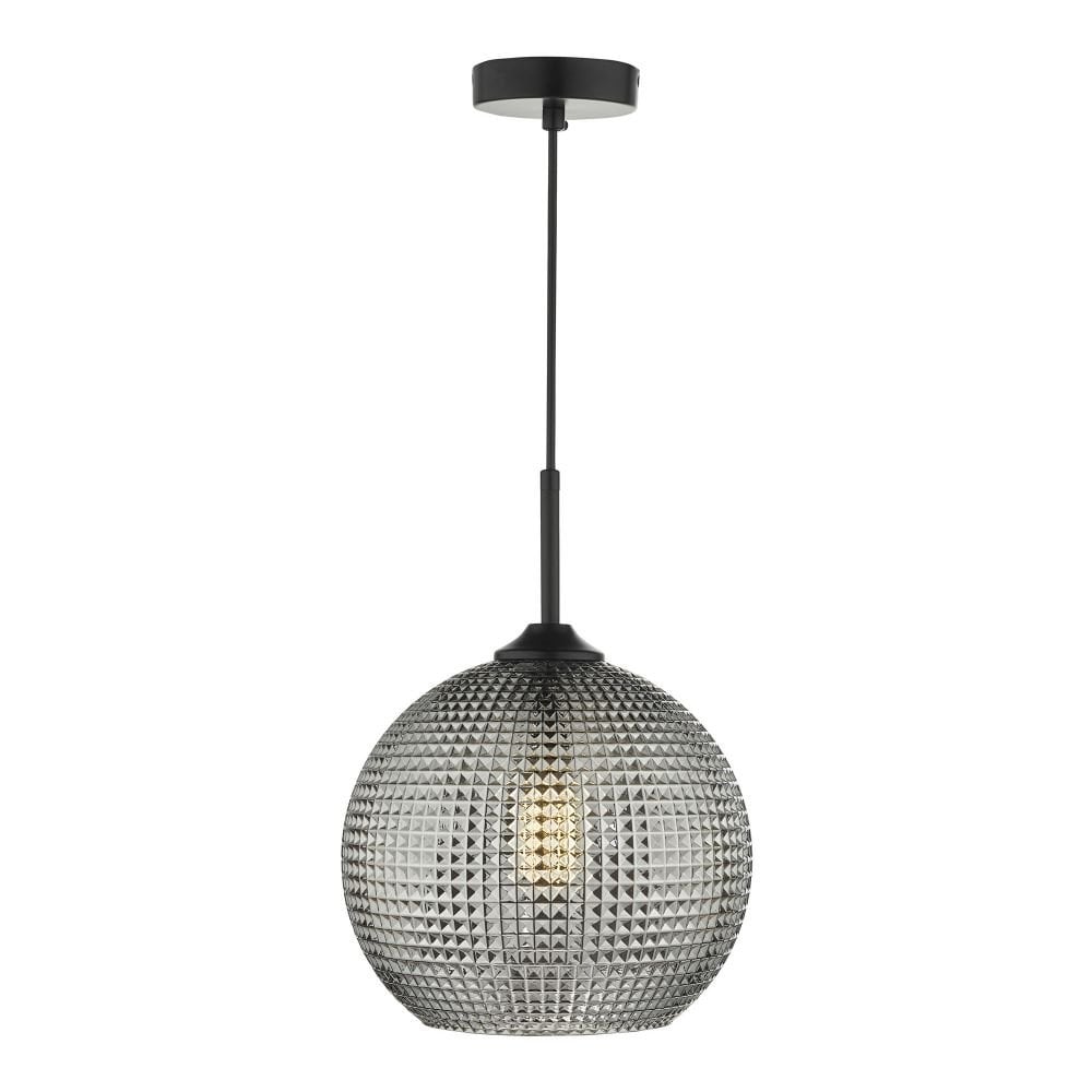 Soren Pendant Black and Smoked Textured Glass