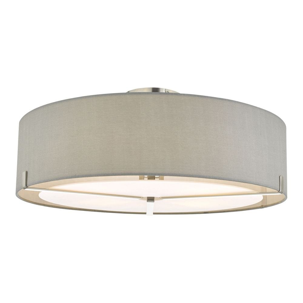 Santino 3 Light Semi Flush Satin Chrome with Grey Shade