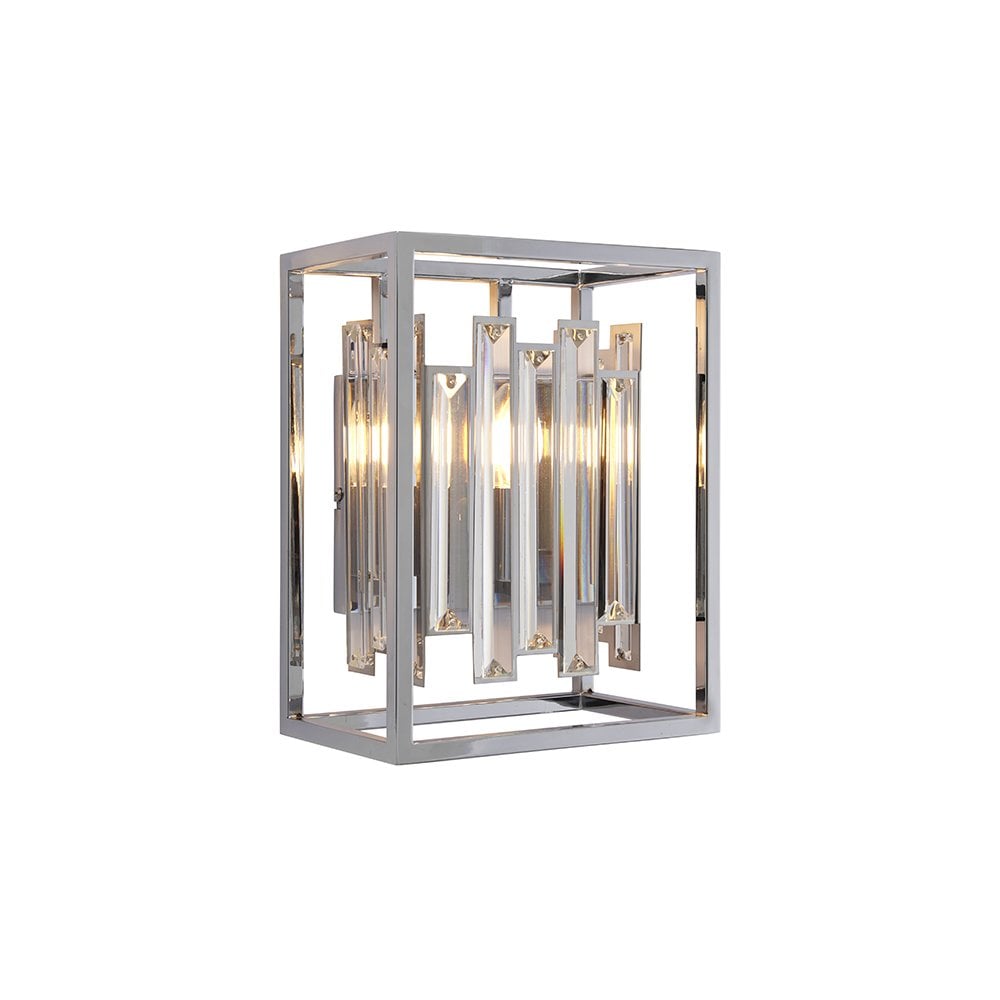 Acadia Wall Light in Chrome with Clear Crystal Rods
