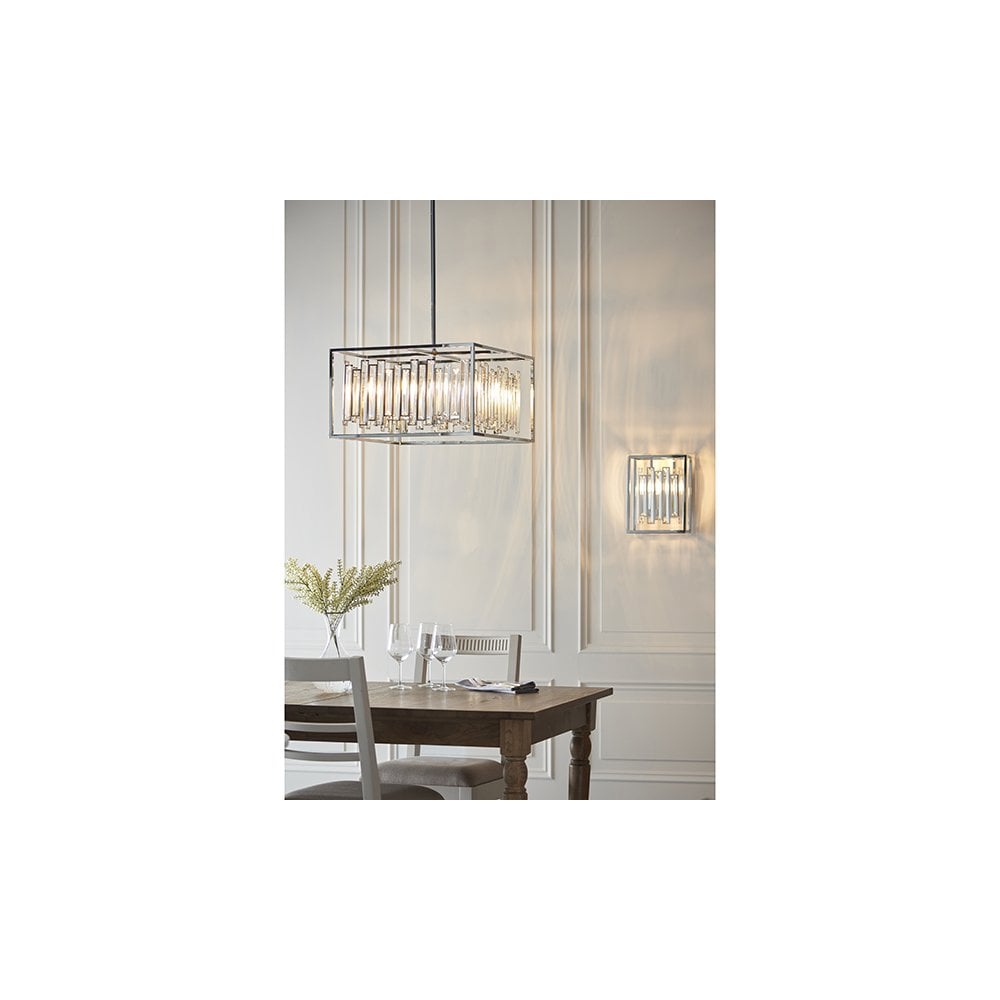 Acadia Wall Light in Chrome with Clear Crystal Rods