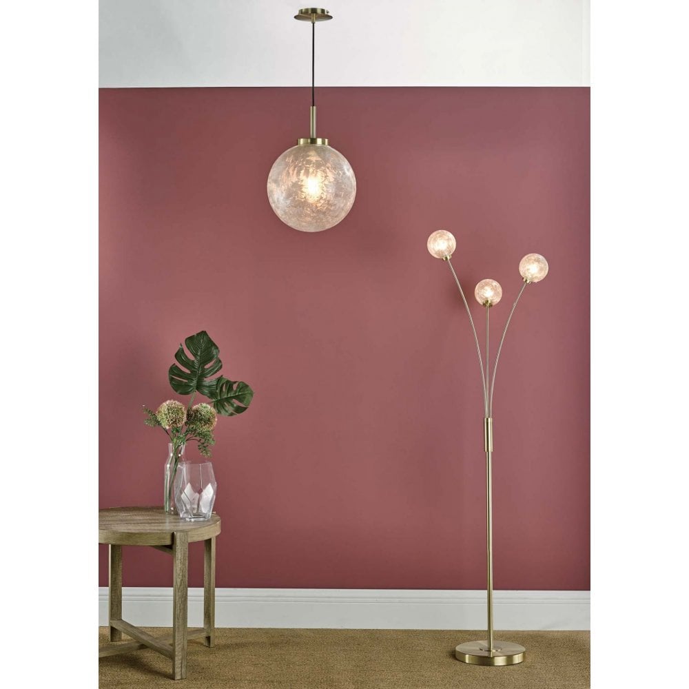 Avari 1 Light Pendant Satin Brass & Frosted Glass
