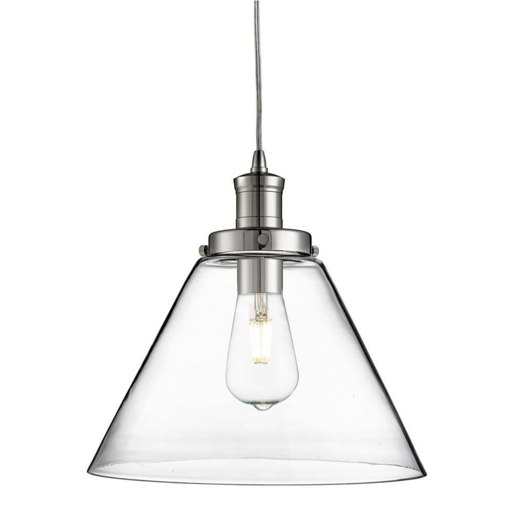 Pyramid 1 Light Pendant Chrome Clear Glass Shade