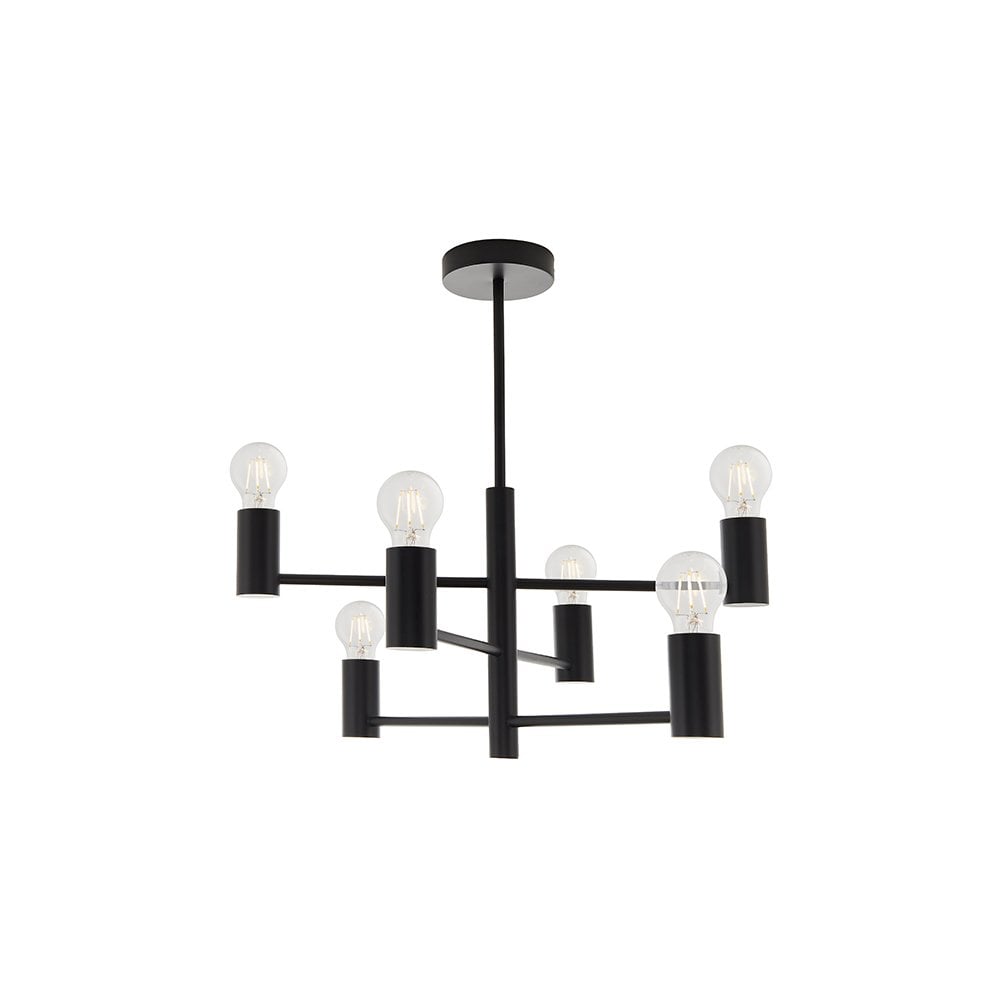 Studio 6 Light Upturned Semi Flush Fitting in Matt Black