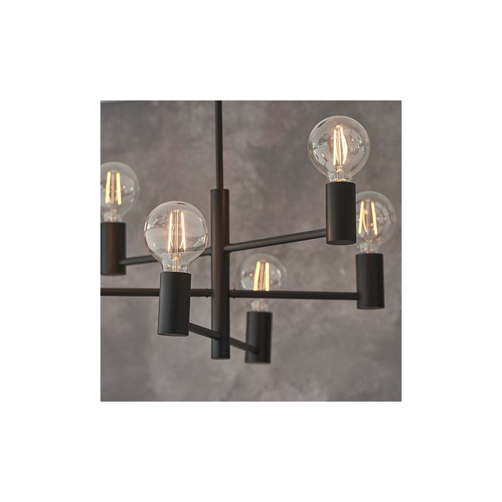 Studio 6 Light Upturned Semi Flush Fitting in Matt Black