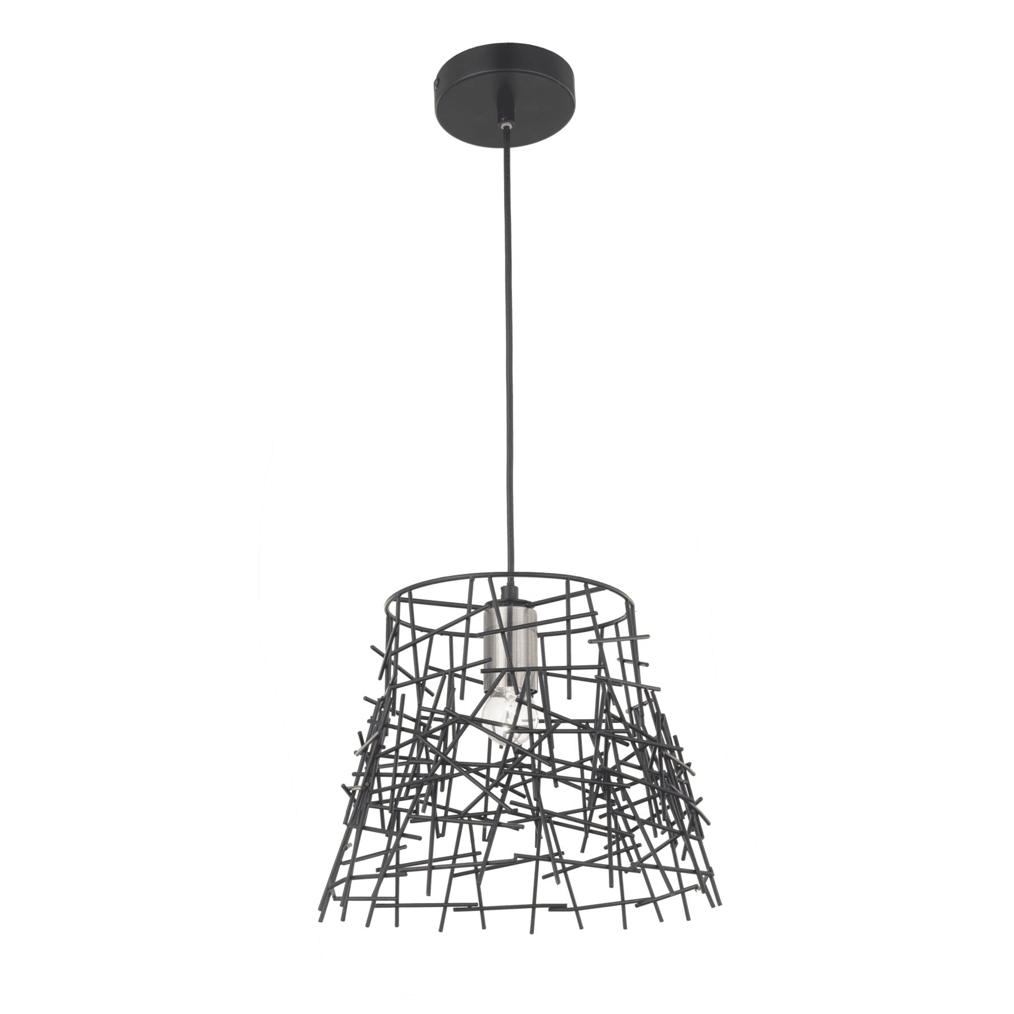 Bambu 1 Light Black Metal Pendant Antique Brass